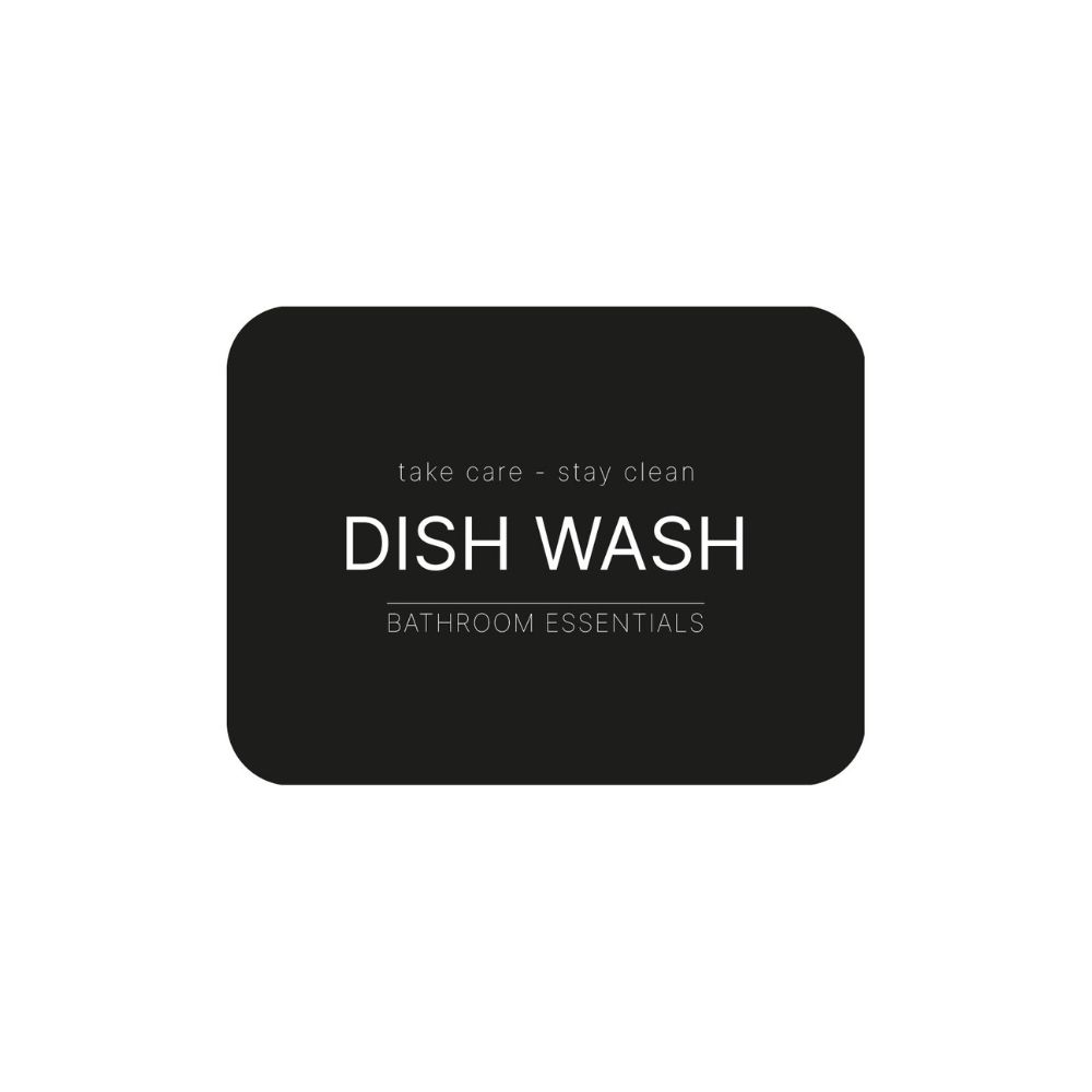 Tarraetiketti - Dish Wash - Matta Musta