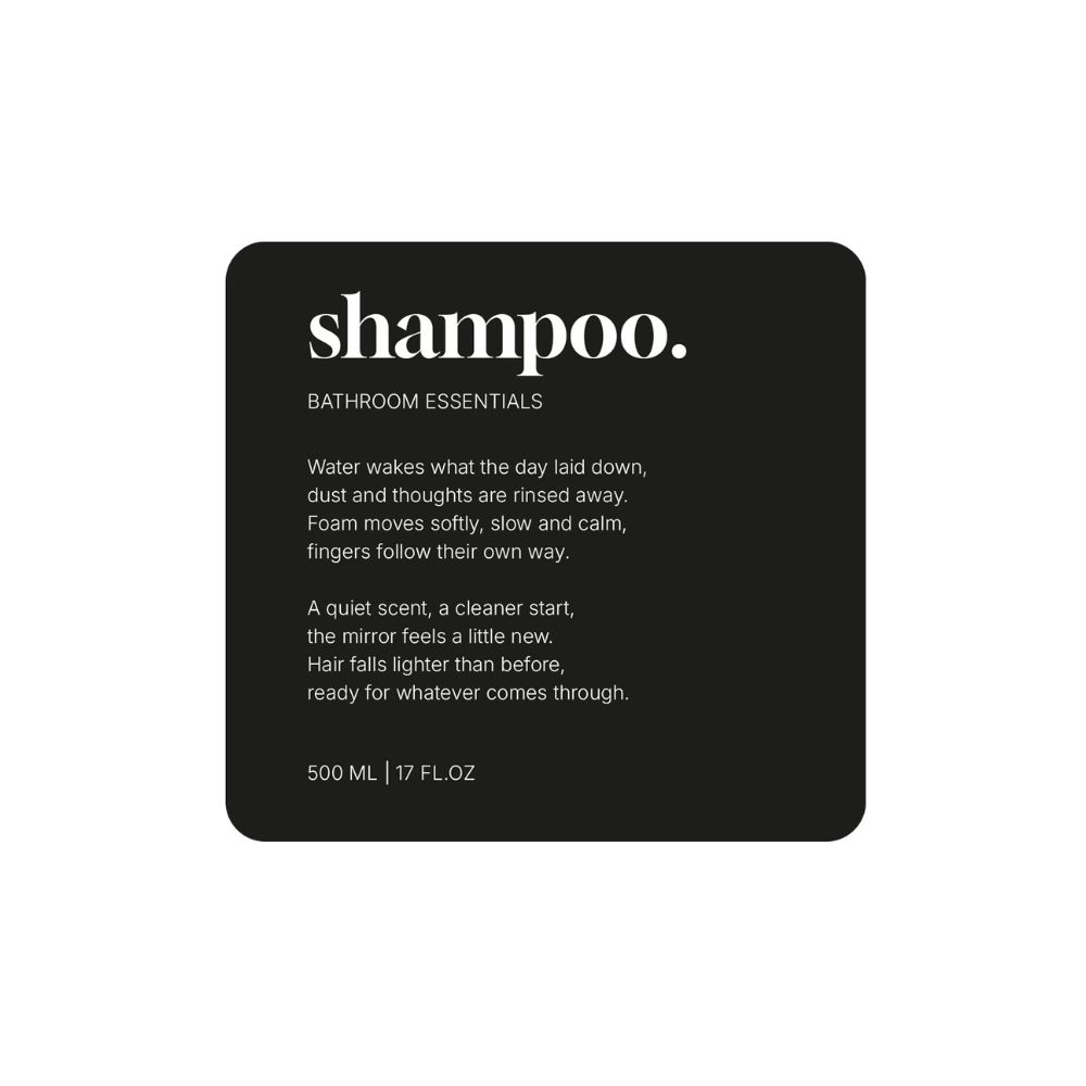 Tarraetiketti Premium - Shampoo- Matta Musta