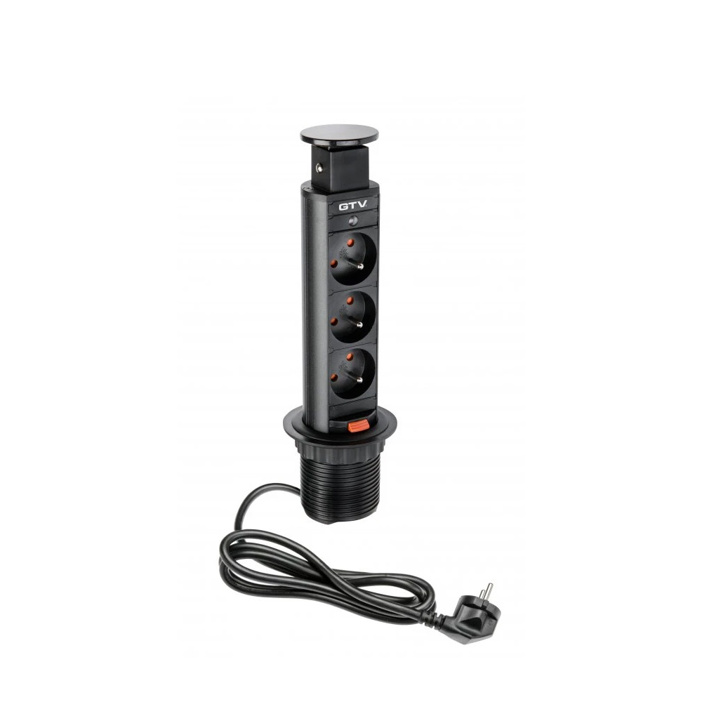 Sähkötolppa 60mm 3kpl 230V EU Pistorasia – Musta