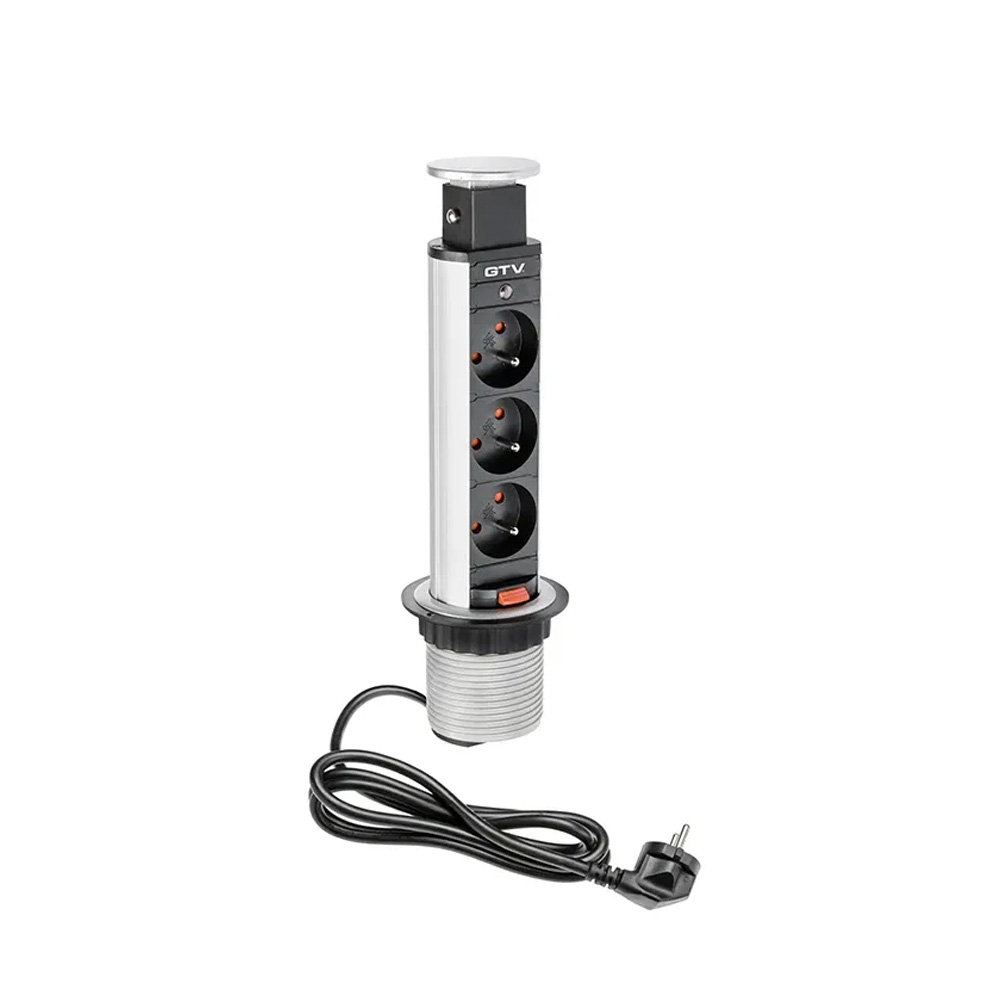 Sähkötolppa 60mm 3kpl 230V EU Pistorasia – Hopea