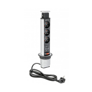 Sähkötolppa 60mm 3kpl 230V Pistorasia 2kpl USB – Hopea