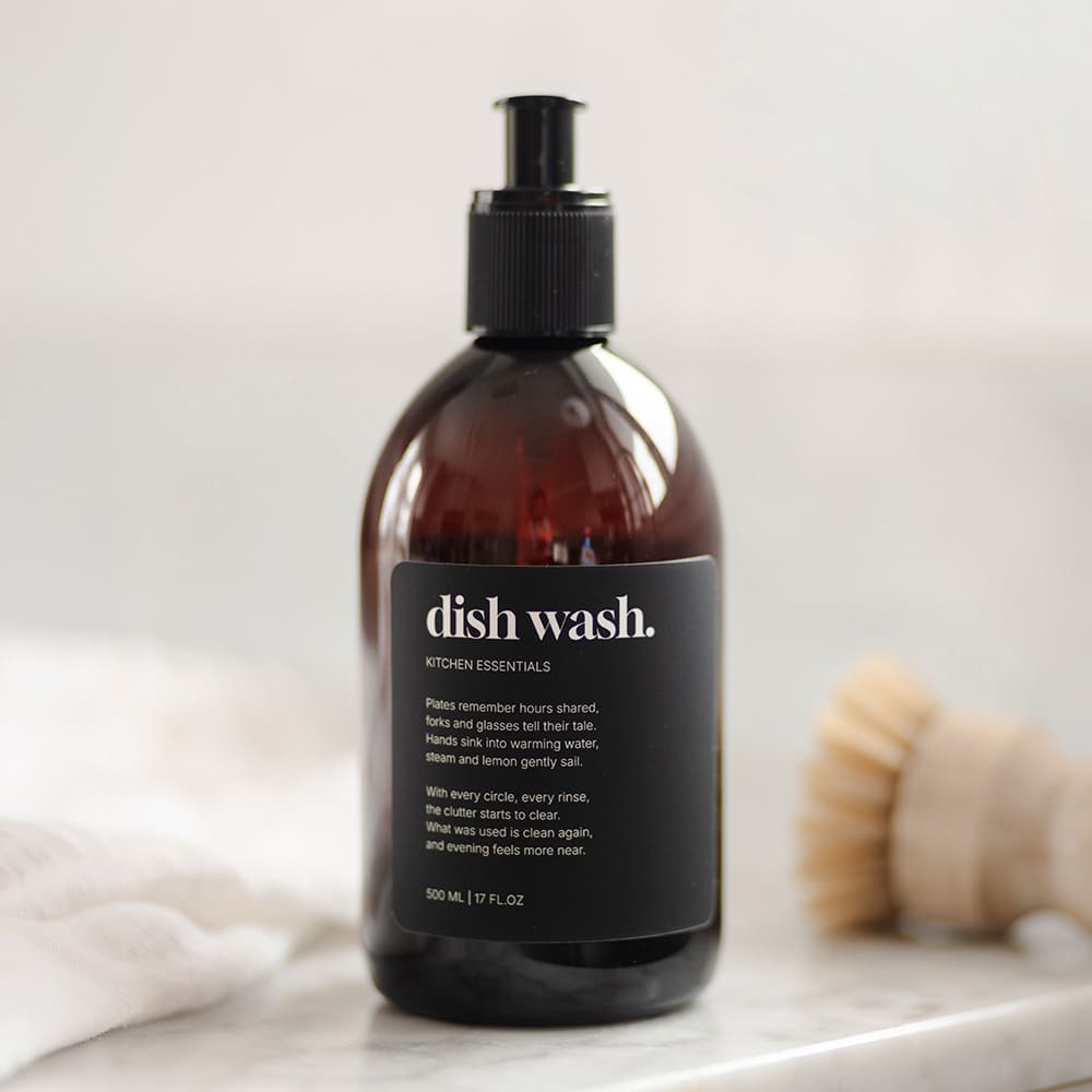 Tarraetiketti Premium - Dish Wash - Matta Musta