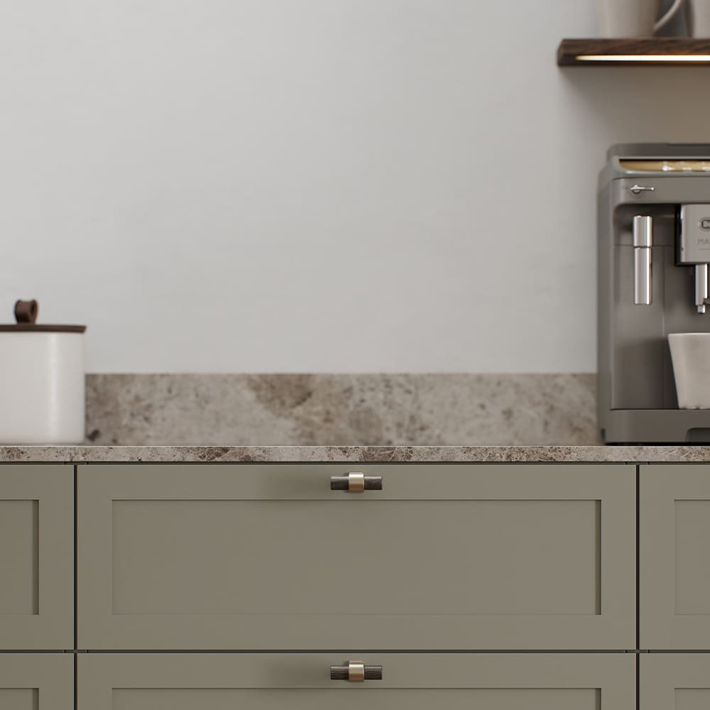 T-nuppi Bond - Tummaksi Petsattu Tammi/Harjattu Messinki