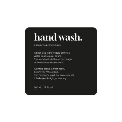 Tarraetiketti Premium - Hand Wash - Matta Musta ryhmässä Kylpyhuonetarvikkeet / Näytä kaikki kylpyhuonetarvikkeet / Saippuapumpputeline & Saippua @ Beslag Online (10184-BO)