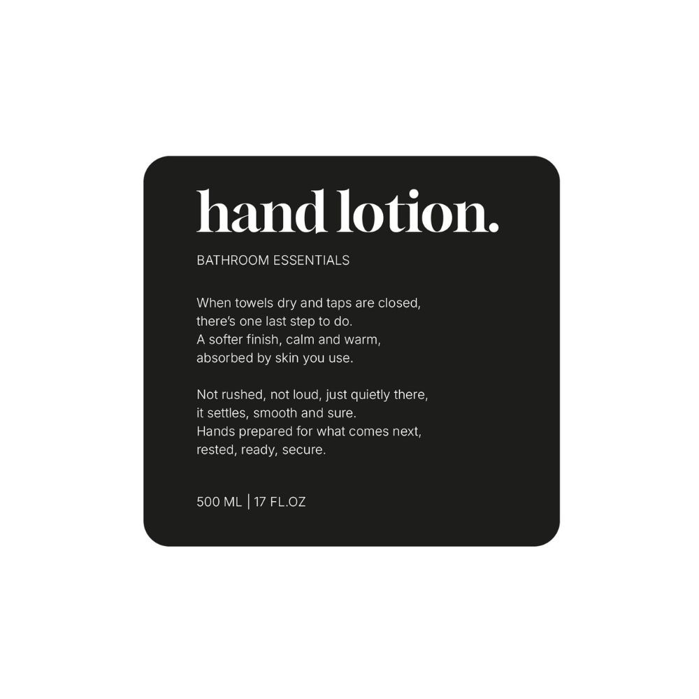 Tarraetiketti Premium - Hand Lotion - Matta Musta