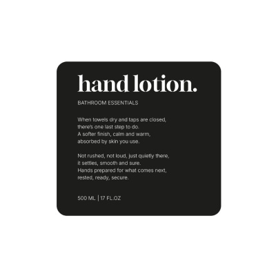 Tarraetiketti Premium - Hand Lotion - Matta Musta ryhmässä Kylpyhuonetarvikkeet / Näytä kaikki kylpyhuonetarvikkeet / Saippuapumpputeline & Saippua @ Beslag Online (10187-BO)
