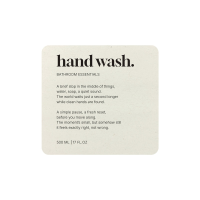 Tarraetiketti Premium - Hand Wash - Beige ryhmässä Kylpyhuonetarvikkeet / Näytä kaikki kylpyhuonetarvikkeet / Saippuapumpputeline & Saippua @ Beslag Online (10190-BO)