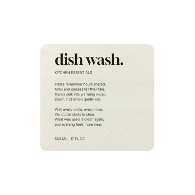 Tarraetiketti Premium - Dish Wash - Beige ryhmässä Kylpyhuonetarvikkeet / Näytä kaikki kylpyhuonetarvikkeet / Saippuapumpputeline & Saippua @ Beslag Online (10191-BO)