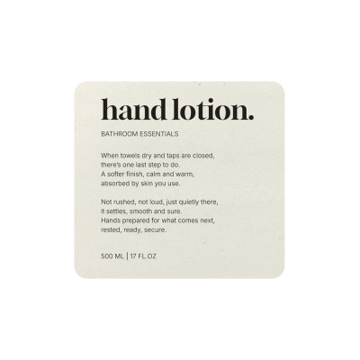 Tarraetiketti Premium - Hand Lotion - Beige ryhmässä Kylpyhuonetarvikkeet / Näytä kaikki kylpyhuonetarvikkeet / Saippuapumpputeline & Saippua @ Beslag Online (10193-BO)