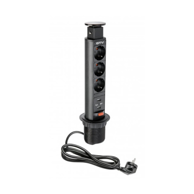 Sähkötolppa 60mm 3kpl 230V Pistorasia 2kpl USB – Musta ryhmässä Outlet @ Beslag Online (42304)