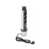 Sähkötolppa 60mm 3kpl 230V Pistorasia 2kpl USB – Hopea