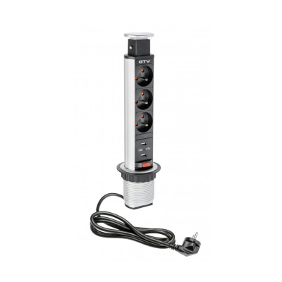 Sähkötolppa 60mm 3kpl 230V Pistorasia 2kpl USB – Hopea ryhmässä Outlet @ Beslag Online (42305)