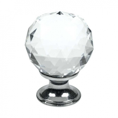 Nuppivedin Diamond - Lasi/Kromi ryhmässä Nupit / Väri/Materiaali / Valkoinen @ Beslag Online (430002-11)