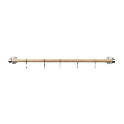 Koukkutanko Keittiöön Aveny - 600mm - Täydellinen Sarja - Tammi/Harjattu Ruostumaton Teräs ryhmässä Koukut / Näytä kaikki koukut / Koukkutanko Keittiöön @ Beslag Online (947960-41)